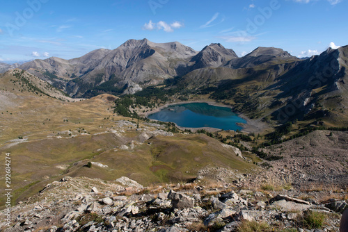 Lake Allos in Provence, France in the high mountains © sissoupitch
