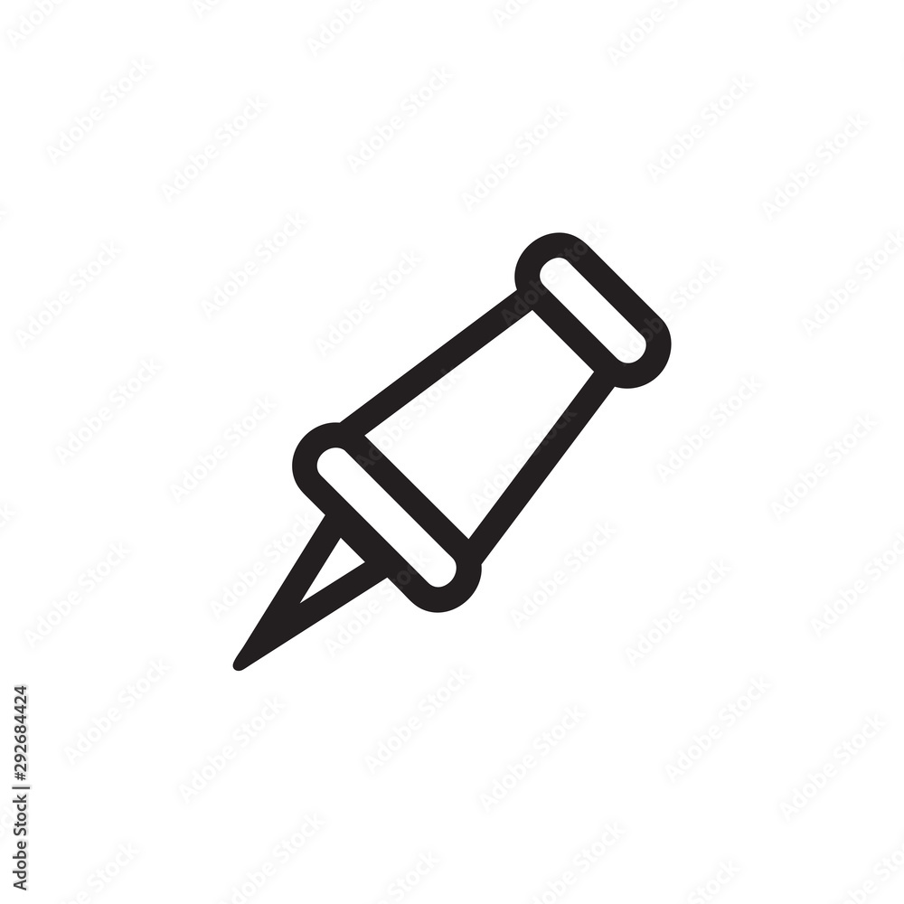 Pin vector icon, office symbol. Simple, flat design for web or mobile app Pin vector icon, office symbol. Simple, flat design for web or mobile app