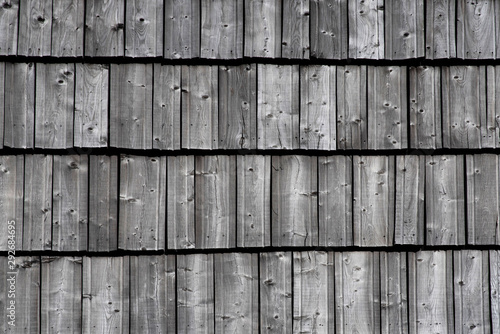 Close-up of a wooden roof in the Alps in France