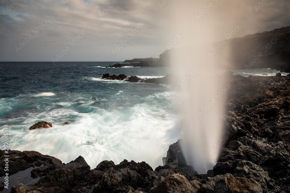 Spouting horn on the coastline of La Palma