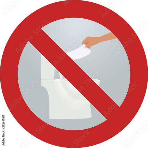 Do not throw paper to toilette sign. vector