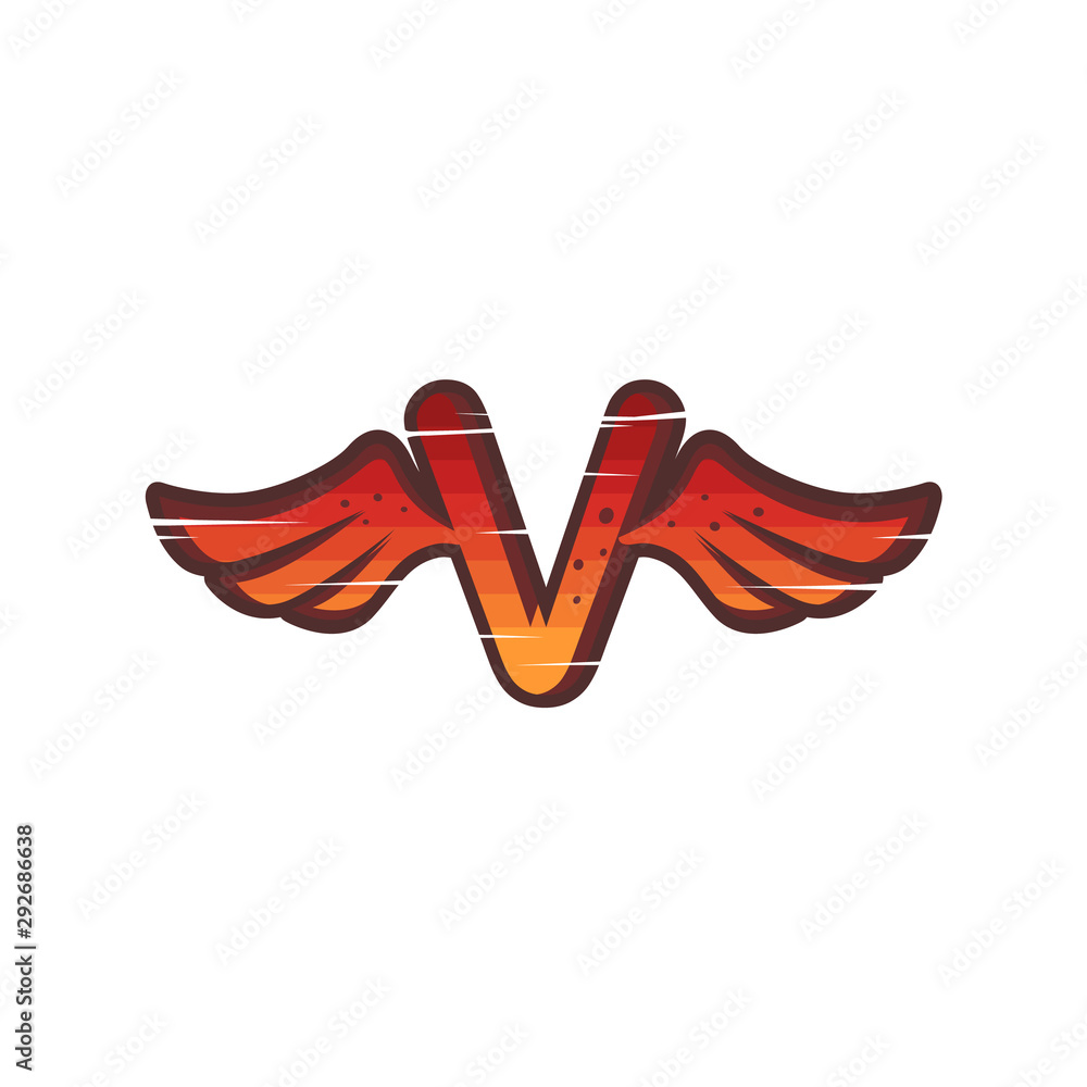 Obraz premium alphabet wing red sign logo brand sign icon