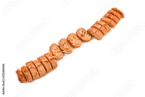 Bread slices isolated on white.