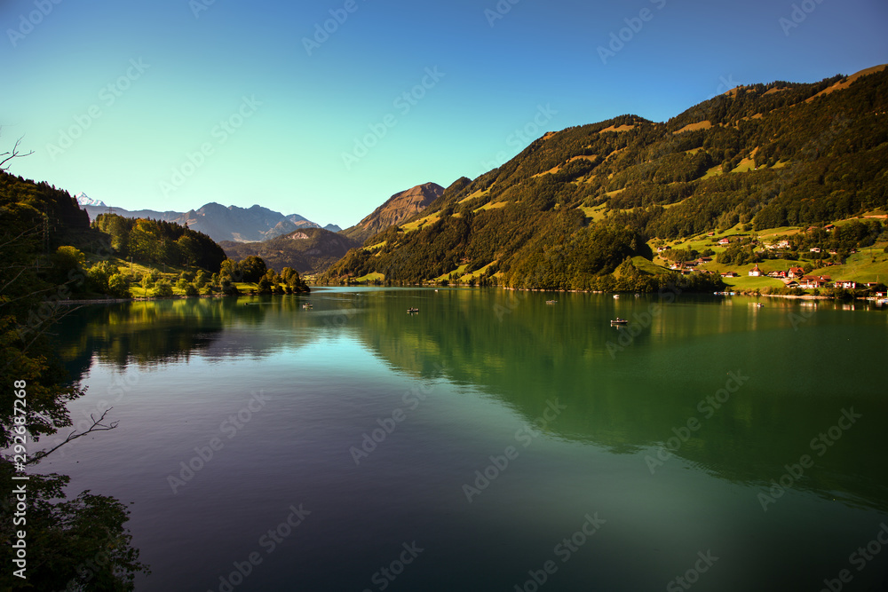 lake lungern Switzerland - famous fishing lake in Switzerland