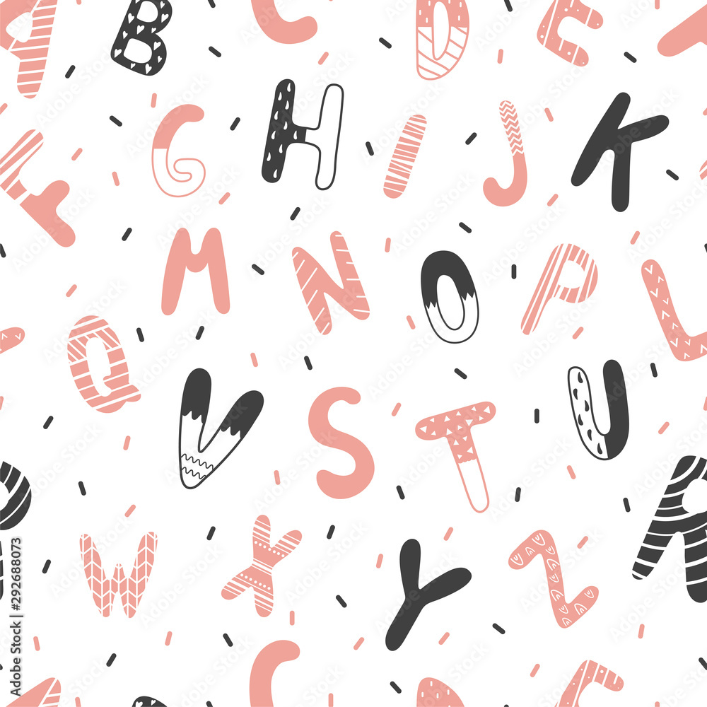 Seamless pattern of letters in scandinavian style Seamless pattern of letters in scandinavian style