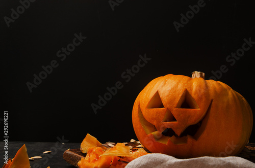 Smiling halloween pumpkin holiday decoration.