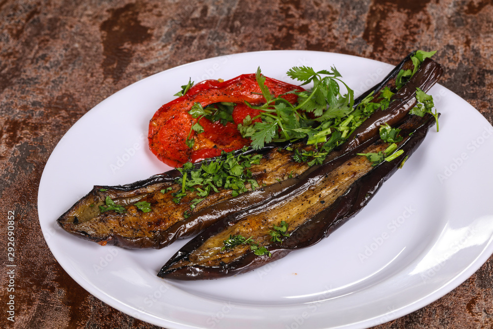 Grilled eggplant with bell pepper Grilled eggplant with bell pepper