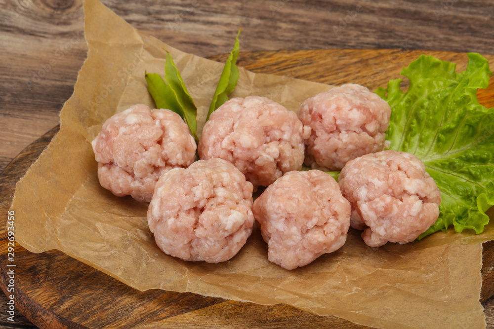 Homemade raw pork minced meatball for cooking Homemade raw pork minced meatball for cooking
