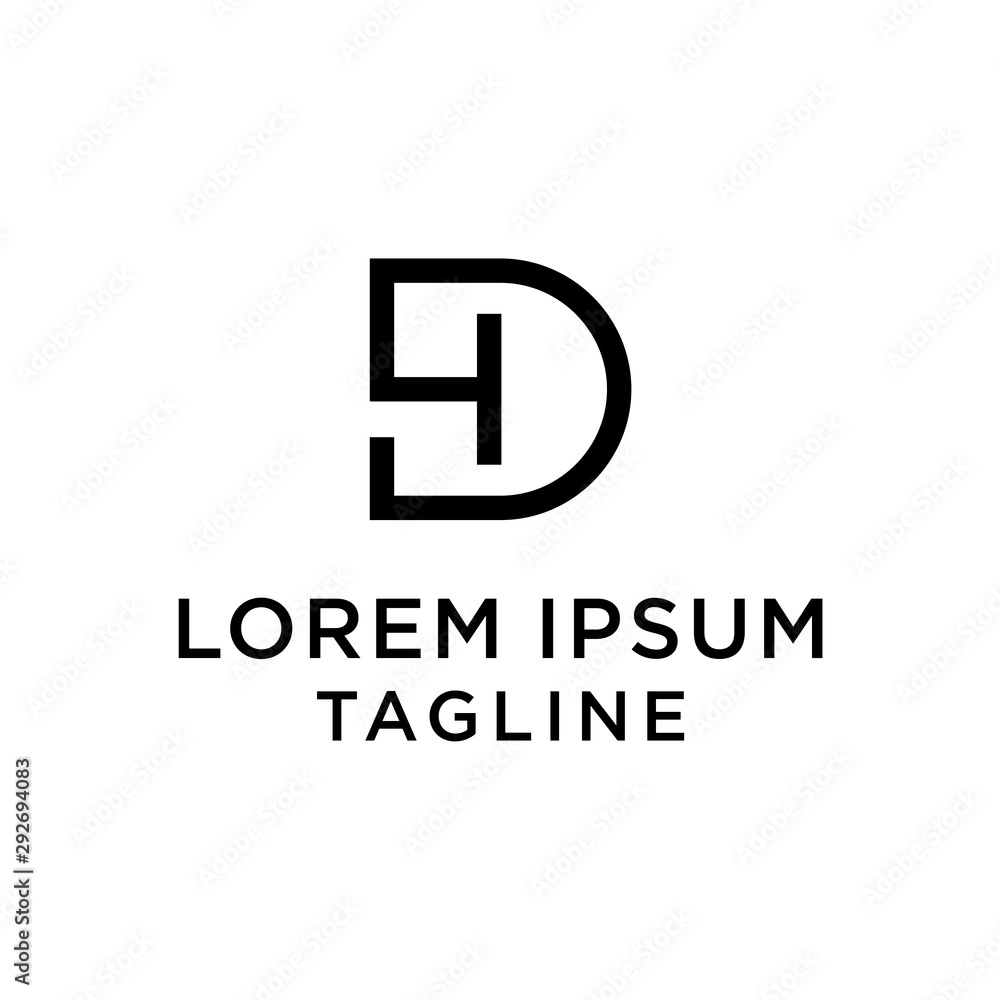 initial letter logo DI, ID, DH, HD logo template