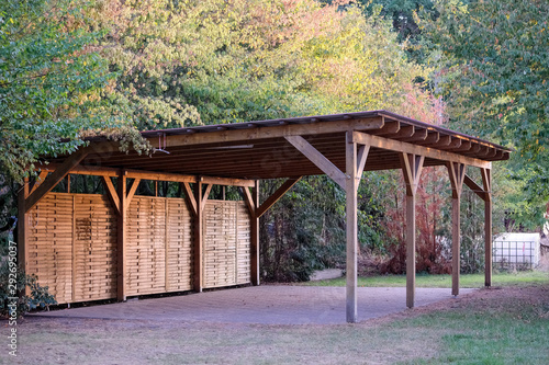 Carport for three cars made of wood