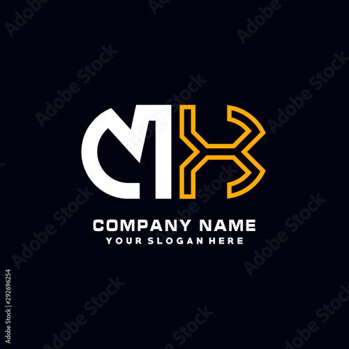 MX initial logo oval shaped letter. Monogram Logo Design Vector