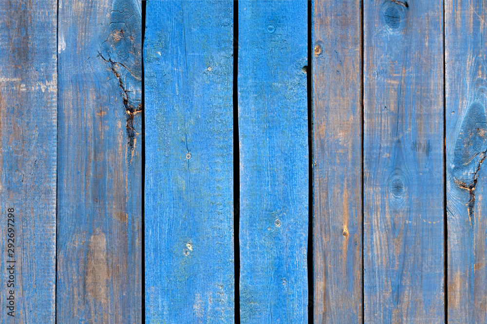 Old painted blue wooden planks, rustic texture, background Old painted blue wooden planks, rustic texture, background