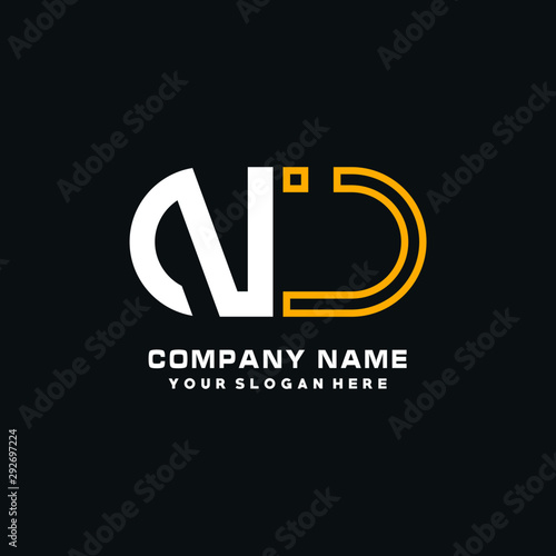 NJ initial logo oval shaped letter. Monogram Logo Design Vector