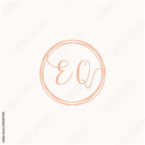 Letter EQ logo template, Creative fashion logo design, couple letter , wedding concept -vector