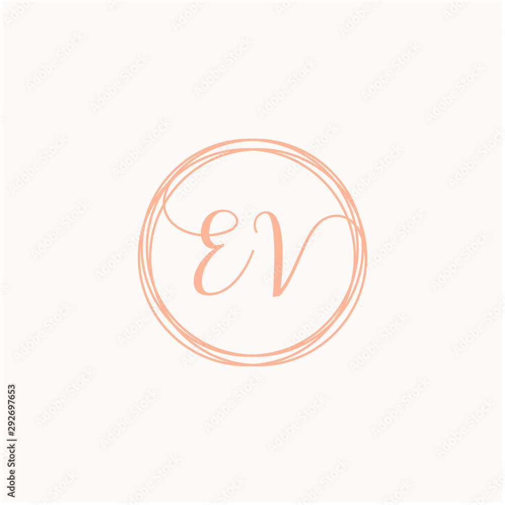 Ev e v logo design with black and white creative Vector Image