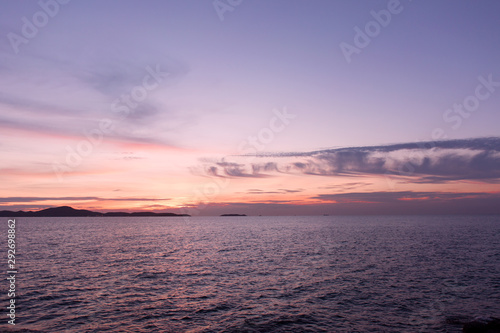 Sea sunset landscape. Pink clouds. © anya babii