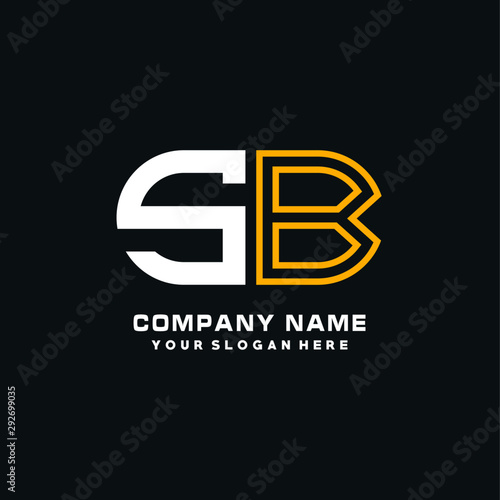 SB initial logo oval shaped letter. Monogram Logo Design Vector