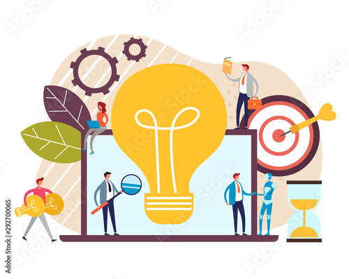 Innovation teamwork fresh idea development concept. Vector flat cartoon graphic design illustration