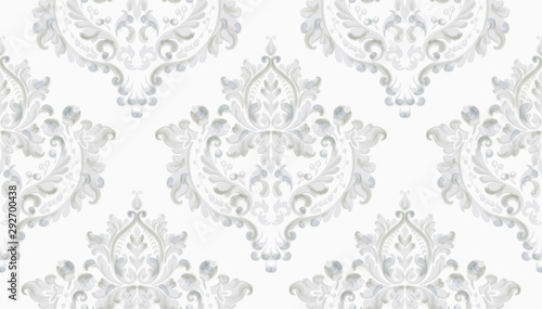 Rococo texture pattern Vector. Floral ornament decoration. Victorian engraved...