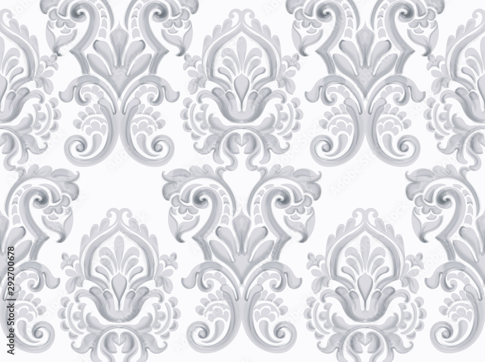 Rococo texture pattern Vector. Floral ornament decoration. Victorian engraved retro design. Vintage grunge fabric decors. Luxury fabrics
