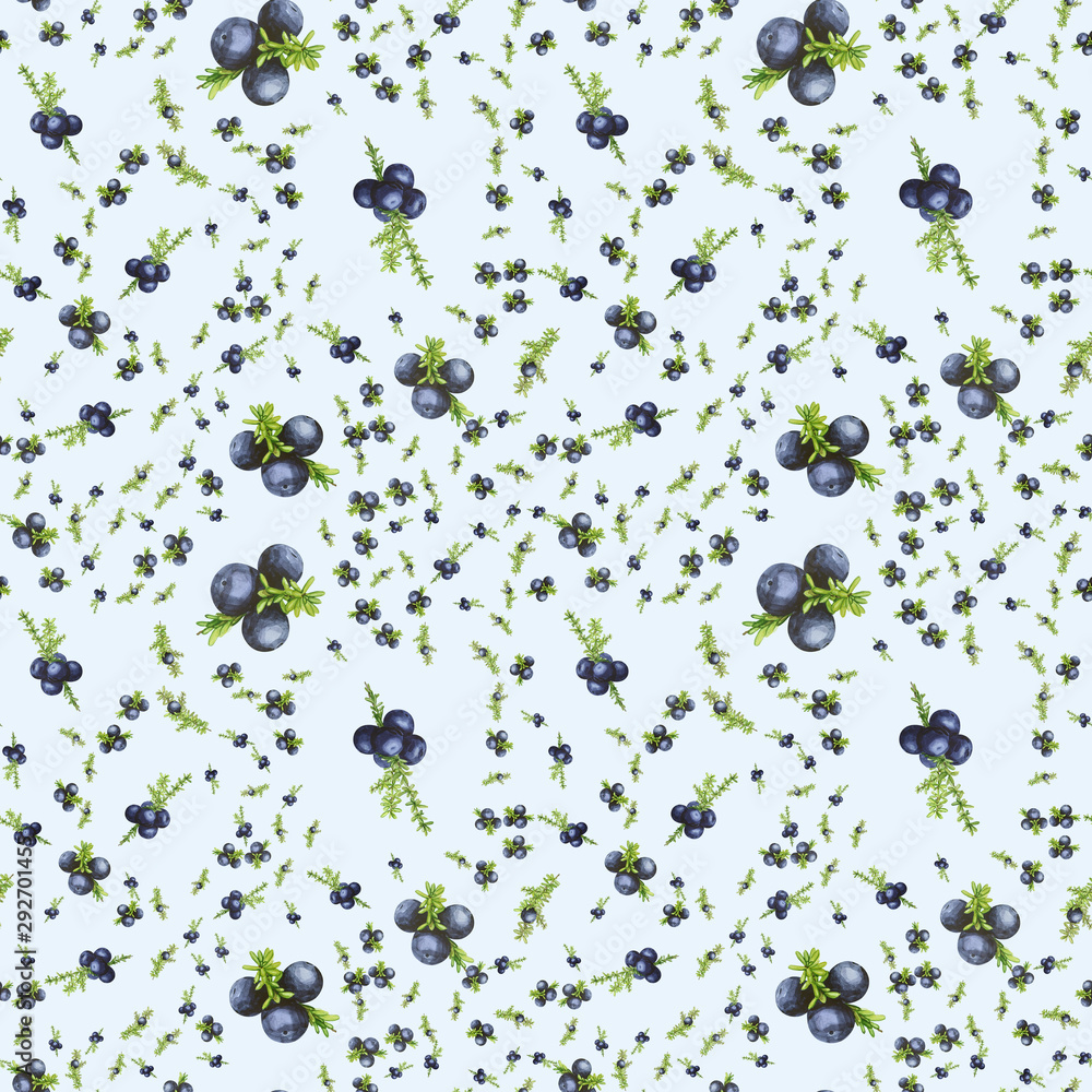 seamless pattern with black forest northern berries of the crowberry, painted in watercolor. Ideal for wedding invitations, cards, logos seamless pattern with black forest northern berries of the crowberry, painted in watercolor. Ideal for wedding invitations, cards, logos