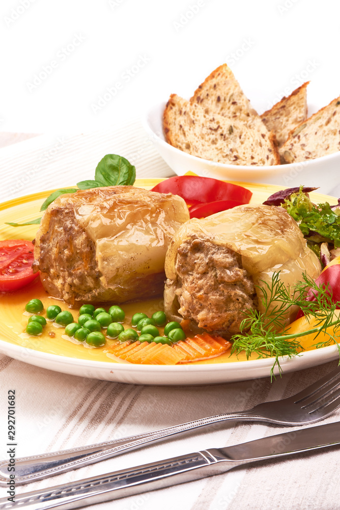 Stuffed bell peppers with minced meat, restaurant food