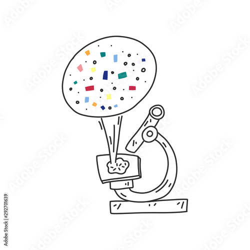Informative flyer microplastic through microscope.
