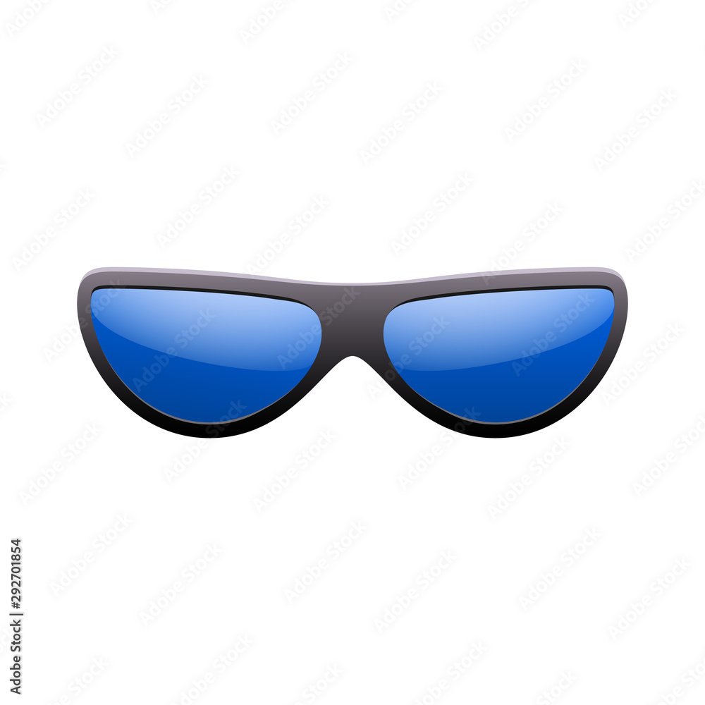 Sunglasses 3D. Summer sunglass shade isolated white background. Fun color sun  glass. Realistic design eye sight protection Cool fashion eyeglasses. Beach  summer sunlight accessory Vector illustration Stock Vector