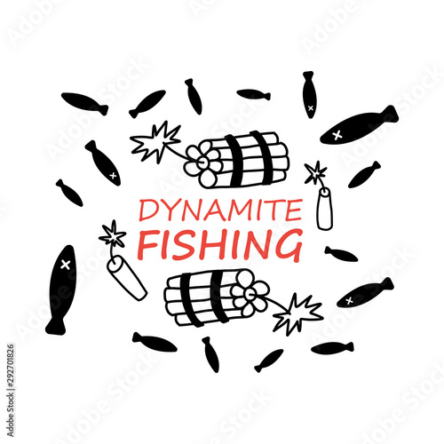 Advertising flyer inscription dynamite fishing.