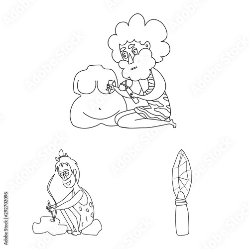 Isolated object of primitive and archeology logo. Collection of primitive and history vector icon for stock.