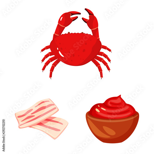 Isolated object of food and flavors sign. Set of food and ingredient stock vector illustration.
