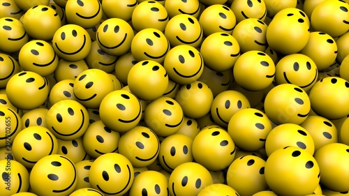 yellow smileys in social media concept 3D rendering