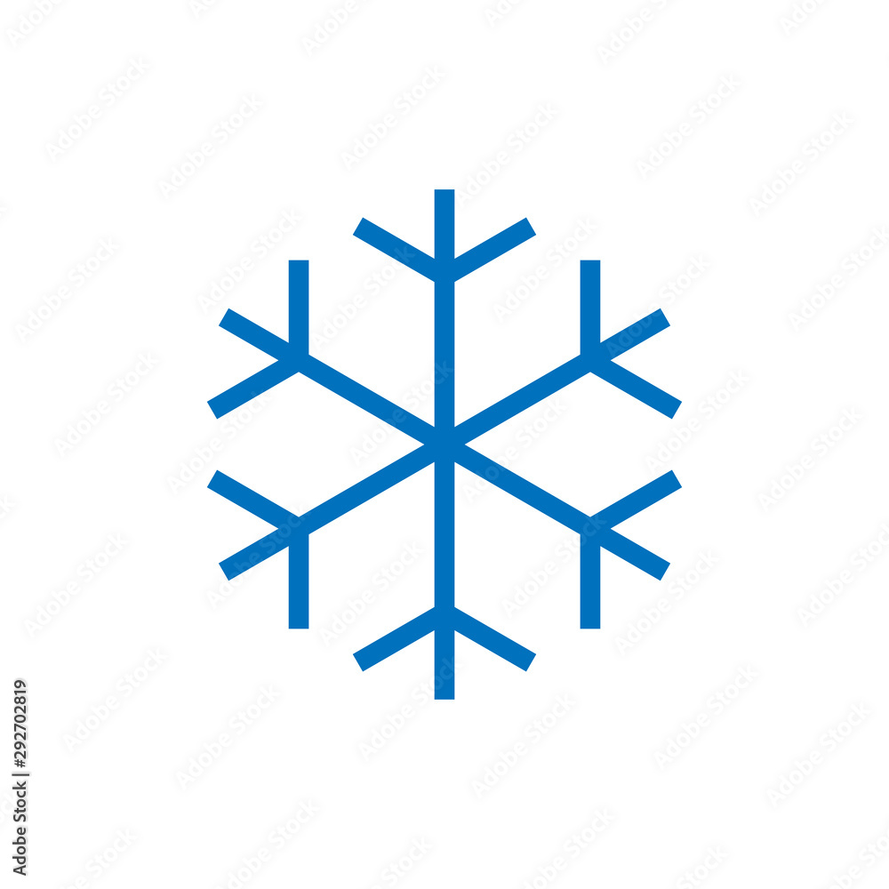 Snowflake sign. Blue Snowflake icon isolated on white background. Snow flake silhouette. Symbol of snow, holiday, cold weather, frost. Winter design element. Vector illustration Snowflake sign. Blue Snowflake icon isolated on white background. Snow flake silhouette. Symbol of snow, holiday, cold weather, frost. Winter design element. Vector illustration