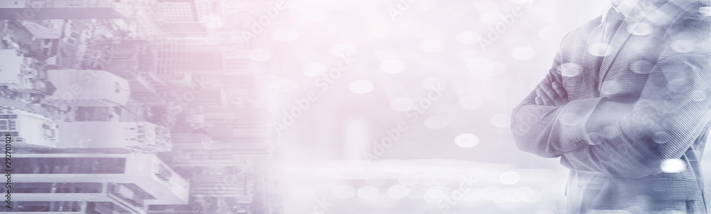 Double Exposure Business Abstract Image. Website Header Banner.