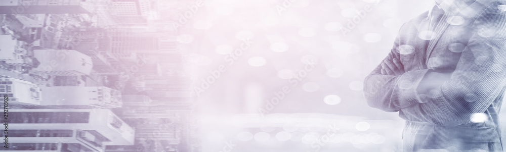 Fototapeta premium Double Exposure Business Abstract Image. Website Header Banner.