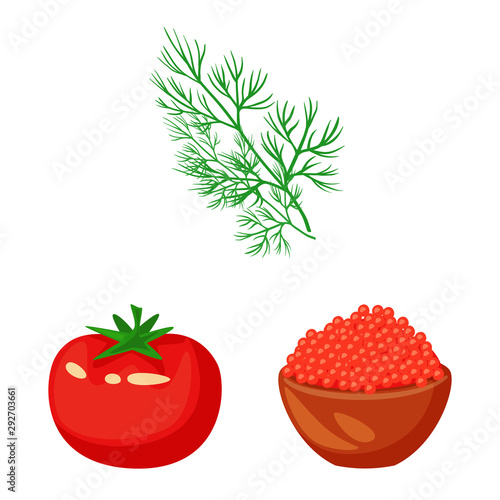 Vector illustration of food and flavors logo. Collection of food and ingredient stock vector illustration.