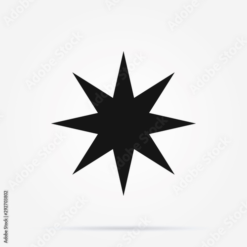 Icon of faceted golden star. Realistic three-dimensional six pointed hexagon isolated on white background. Decorative design element, 3d vector illustration