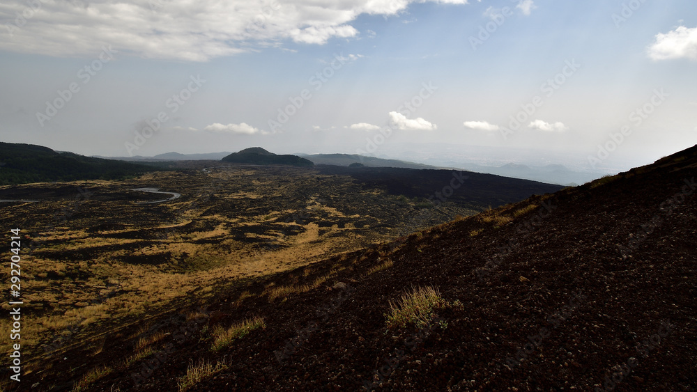 Volcanic landscape, view from Etna