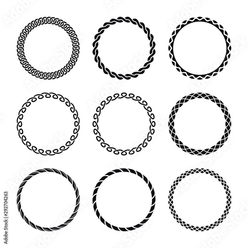 Round Curly Frames. Set of Different Frames on a White Background.