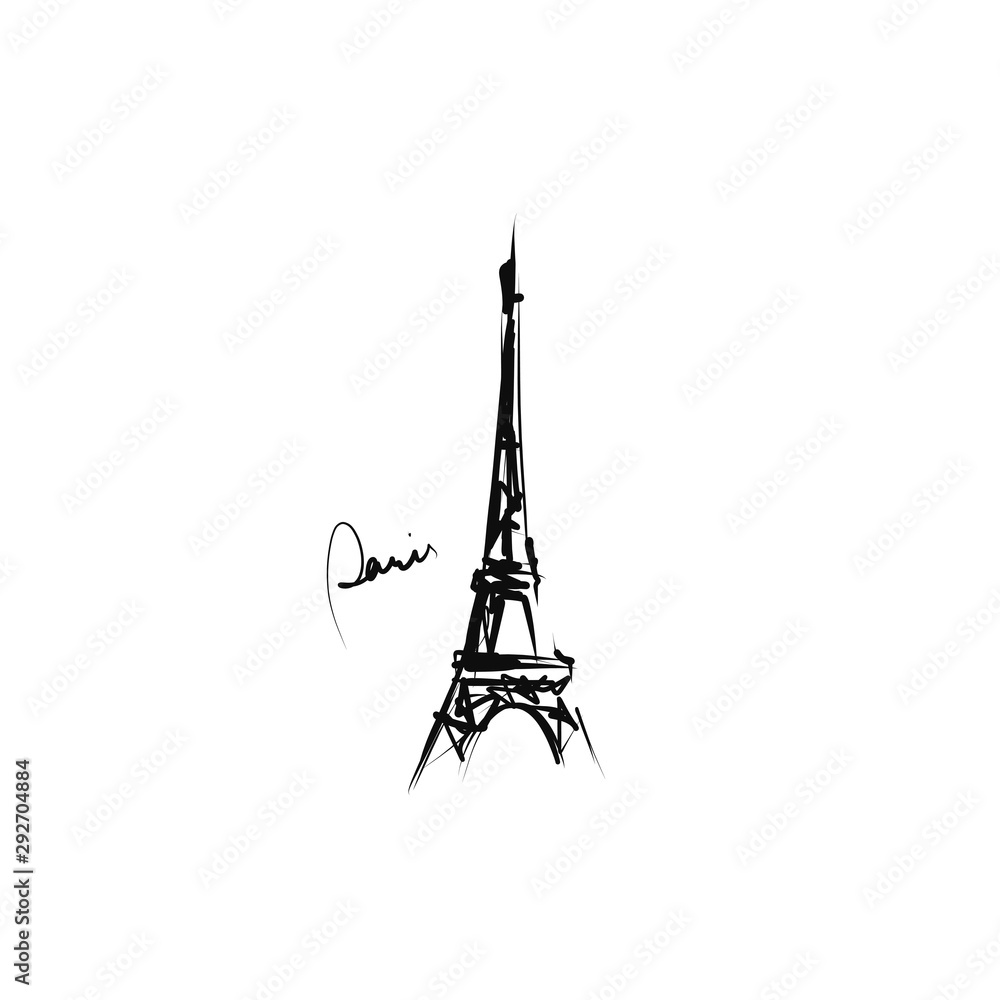 Fototapeta Hand-drawn Eiffel tower. Sketch, vector