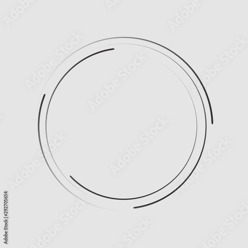 Speed lines in circle form, halftone effect, spiral round logo, design element, concentric circle elements backgrounds, abstract geometric shape, striped border frame - stock vector
