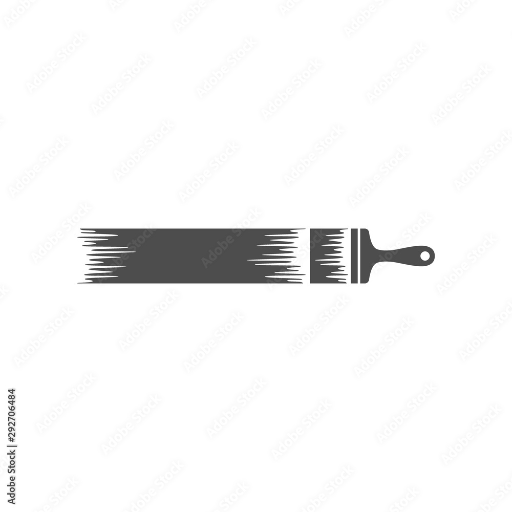 Paint brush with paint trail black vector icon. Paint brush stroke simple  glyph symbol. Stock Vector | Adobe Stock
