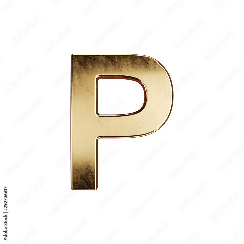 3d render of golden alphabet letter simbol - P 3d render of golden alphabet letter simbol - P