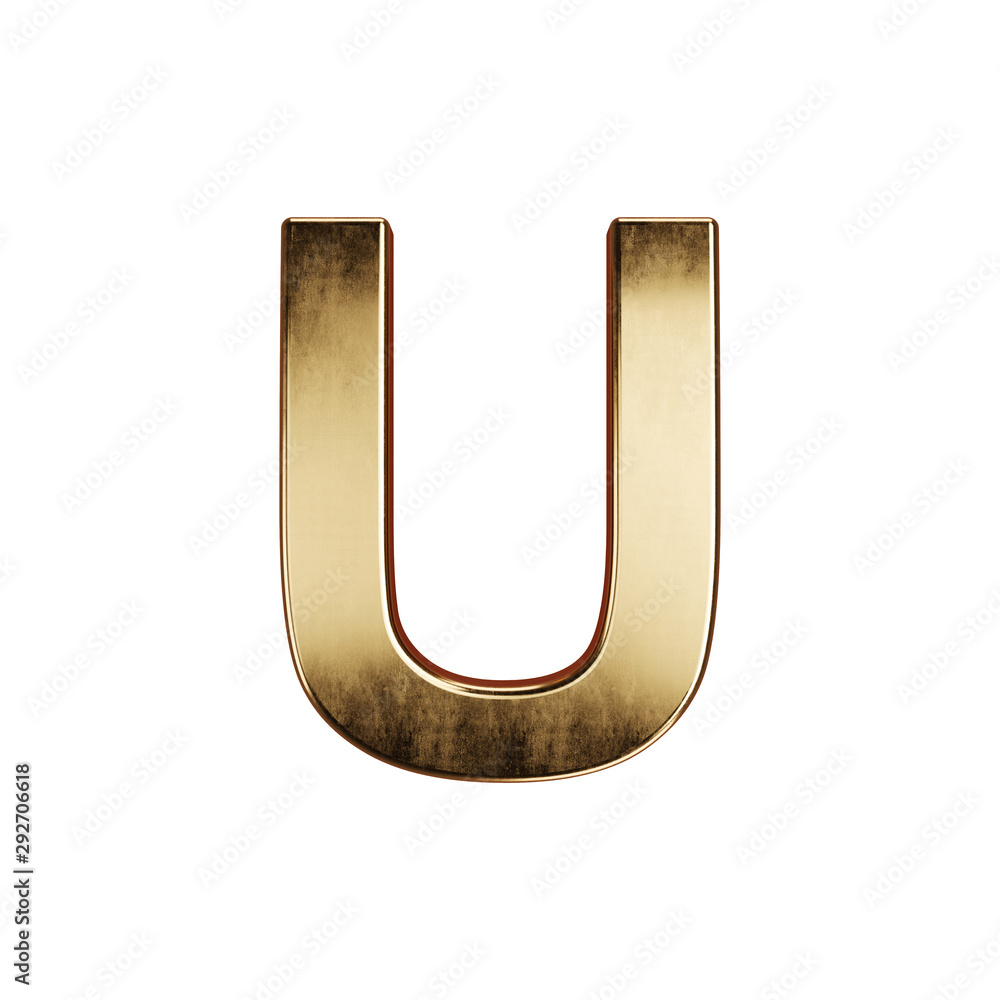 3d render of golden alphabet letter simbol - U 3d render of golden alphabet letter simbol - U