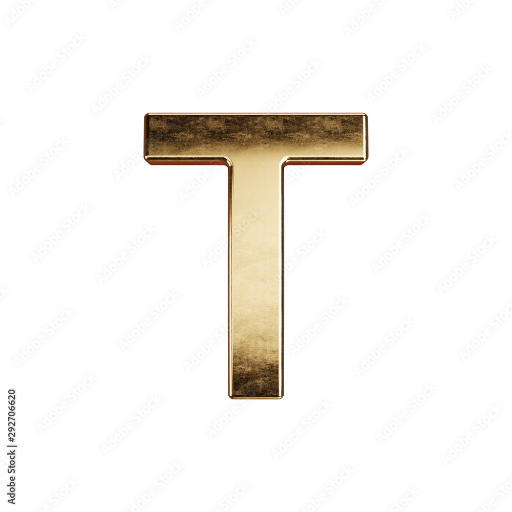 3d render of golden alphabet letter simbol - T 3d render of golden alphabet letter simbol - T