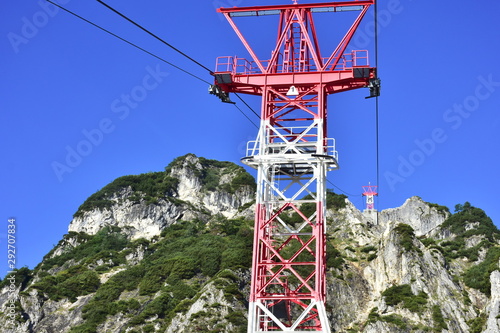 poles of cable car to Unterberg mountainnear Salzburg photo