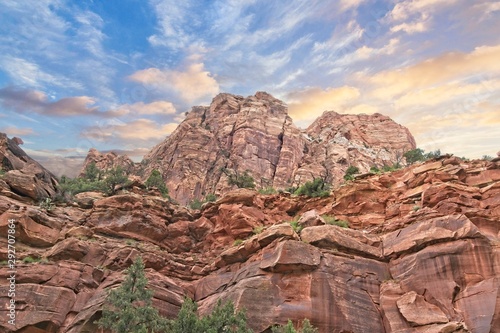 Outcropping of rocks located in Zion National Park, in the state of Utah. 