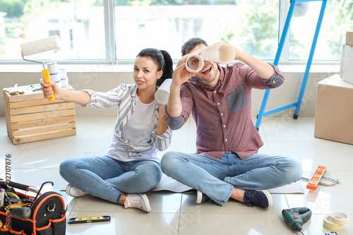 Happy couple having fun dur...