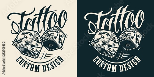 Vintage monochrome tattoo salon logotype