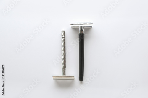 Razors for hair removal on white background